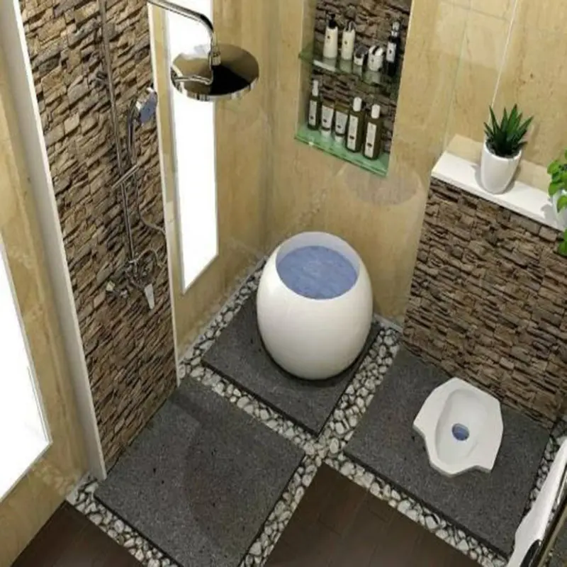 Menggunakan sentuhan batu alam pada desain interior kamar mandi